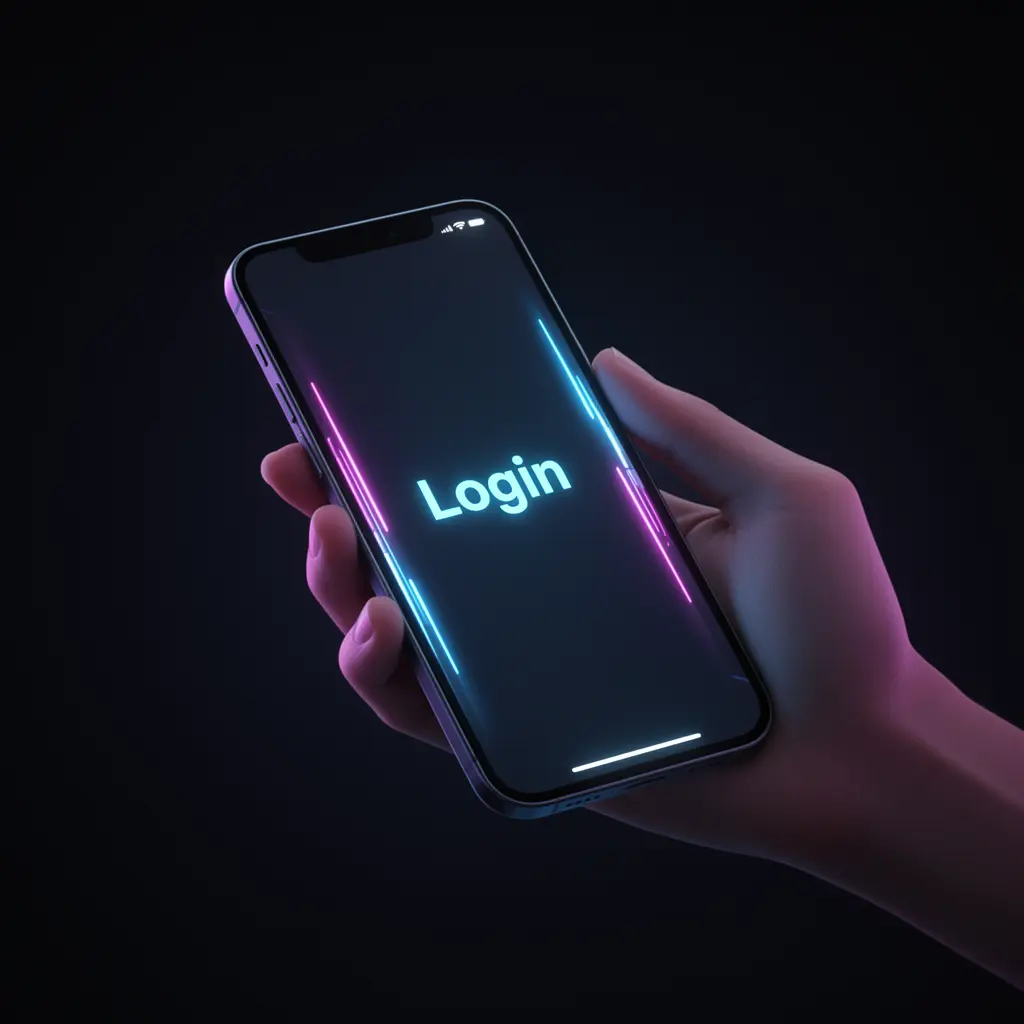 Close up of a bright login button on a smartphone screen symbolizing fast account access at GB66 casino in Bangladesh